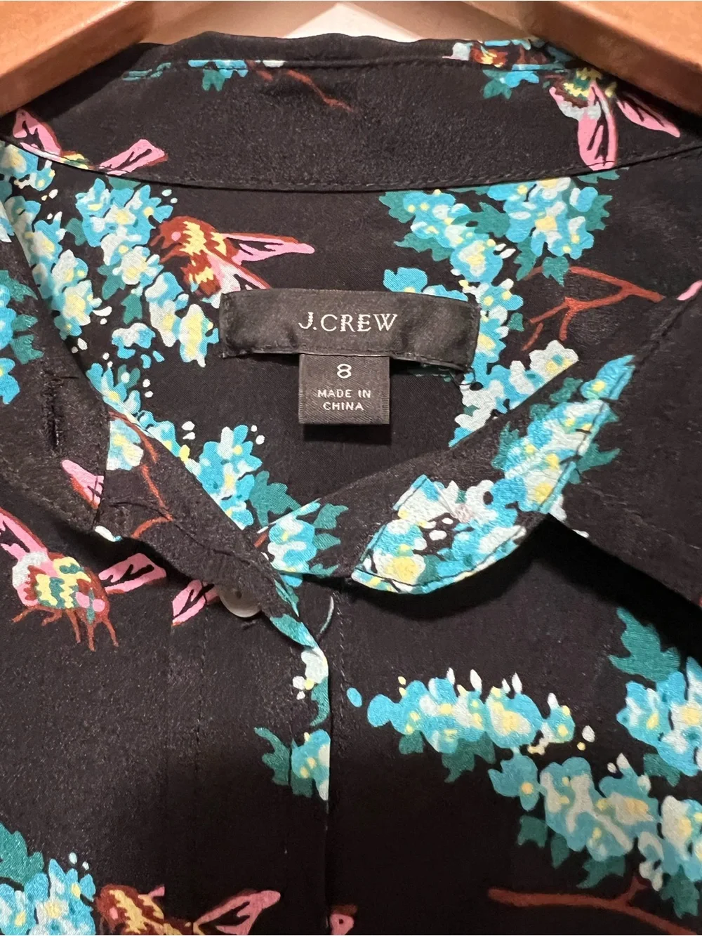 J Crew Botanic Bee Floral Women’s Blouse Size 8 100% Silk Button Up